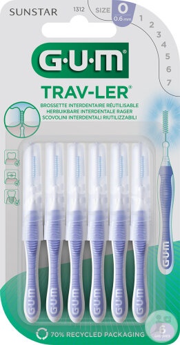 Gum Trav-Ler Periuță Interdentară 0,6 mm 6 Bucăți (1312)