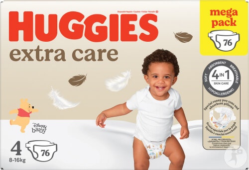 Huggies Extra Care Baby Scutece Mărimea 4 Copii 76 Pieces