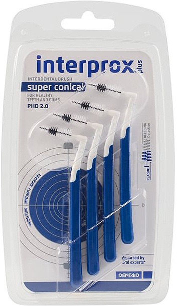 Interprox Periuțe Interdentare Plus Super Conical PHD 2,0 Albastru Închis 4 Piese