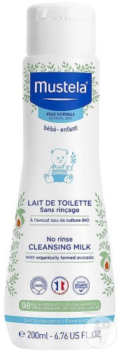 Mustela Bébé-Enfant Lapte De Curățare Fără Clătire Cu Avocado Bio Piele Normală Flacon 200ml