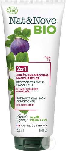 Nat&Nove Bio 2-În-1 Balsam + Masca Strălucire Pentru Păr Vopsit Sau Cu Șuvițe Tub 200ml