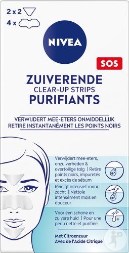 Nivea SOS Clear-Up Strips Plasturi Purificatori Cu Acid Citric Pentru Puncte Negre 6 Bucăți