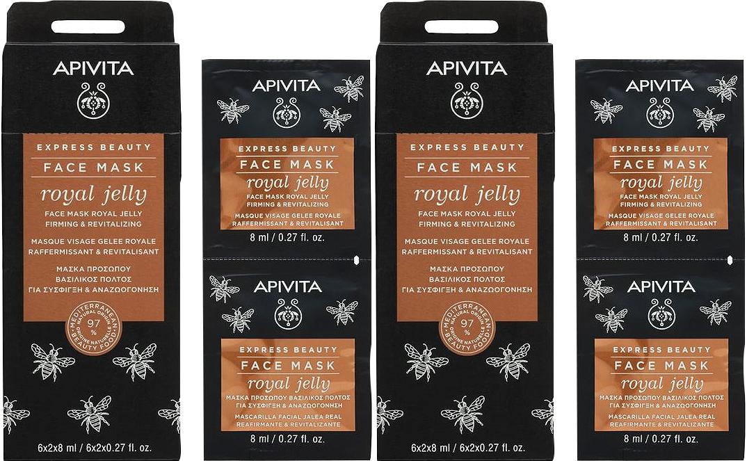 Apivita Express Beauty Mască De Față Tonifiantă Şi Revitalizantă Cu Lăptișor De Matcă 4x8ml