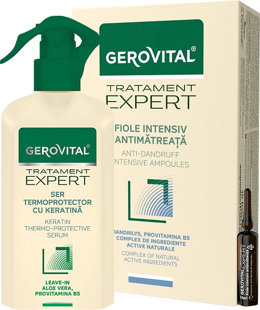 Gerovital Tratament Expert Fiole Intensiv Antimătreață + Ser Termoprotector