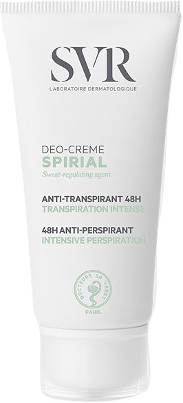 SVR Spirial Deo-Cremă Anti-Transpirant 48h Transpirație Excesivă Corp/Față Piele Sensibilă 50ml
