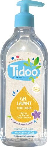 Tidoo Gel De Spălare Foarte Blând Pentru Corp Și Păr Cu Extract De In Nou-Născuți/Bebeluși Bio 495ml