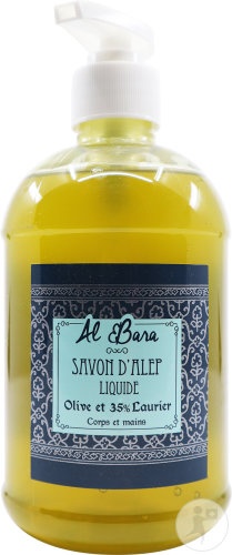 Al Bara Săpun De Alep Lichid 35% Dafin Pentru Față Și Corp Flacon-Pompiță 500ml
