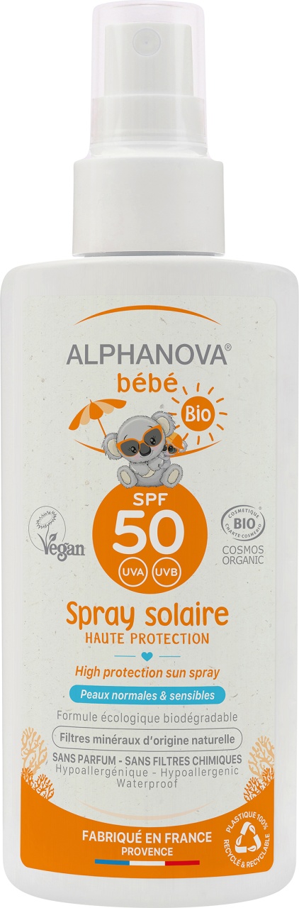 Alphanova Baby Sun Protecție Ridicată SPF50 Spray Organic 125ml