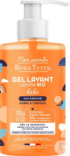 Beauterra Gel De Spălare Bio Pentru Bebeluși Păr Și Corp Fără Parfum 750ml