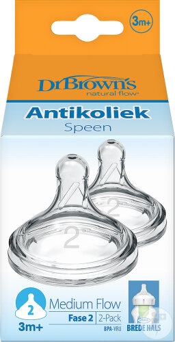 Dr. Brown's Options+ Tetină Faza 2 Pentru Biberon Gât Larg 2 Bucăți