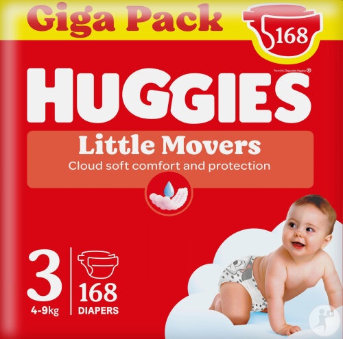 Huggies Little Movers Scutece Mărimea 3 168 Bucăți