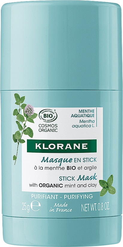 Klorane Mentă Acvatică Bio Mască Stick Matifiantă Și Purifiantă Ten Mixt Sau Gras 25g
