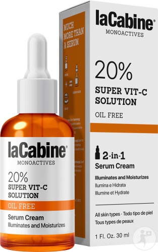 Lacabine Monoactifs 20% Super Vit-C Soluție 2în1 Ser-Cremă Pentru Toate Tipurile De Piele 30ml