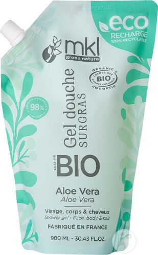 MKL Green Nature Gel De Duș Surgras Ultra-Hrănitor Aloe Vera Bio Eco Rezervă 900ml