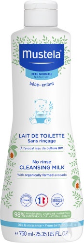 Mustela Bébé-Enfant Lapte De Curățare Fără Clătire Cu Avocado Bio Piele Normală Flacon 750ml