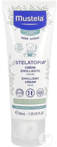 Mustela Bébé-Enfant Stelatopia Cremă Emolientă Pentru Față Piele Cu Tendință Atopică Bebeluși-Copii Tub 40ml
