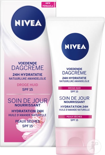 Nivea Cremă De Zi Hrănitoare Cu Hidratare 24h Ulei De Migdale SPF15 Piele Uscată 50ml