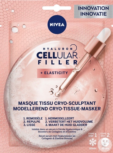 Nivea Mască Șervețel Cryo-Sculpting Acid Hialuronic Elasticitate 1 Bucată