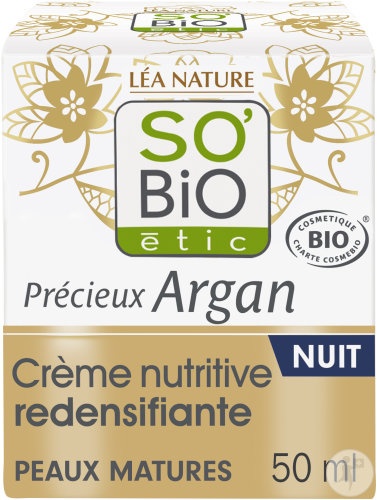 So'Bio Étic Précieux Argan Crema Nutritivă Redensifiantă De Noapte Pentru Ten Matur Bio Tub 50ml