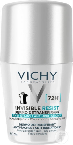 Vichy Invisible Resist Dermo-Transpirant 72h Anti-Pete Anti-Iritații Roll-On 50ml