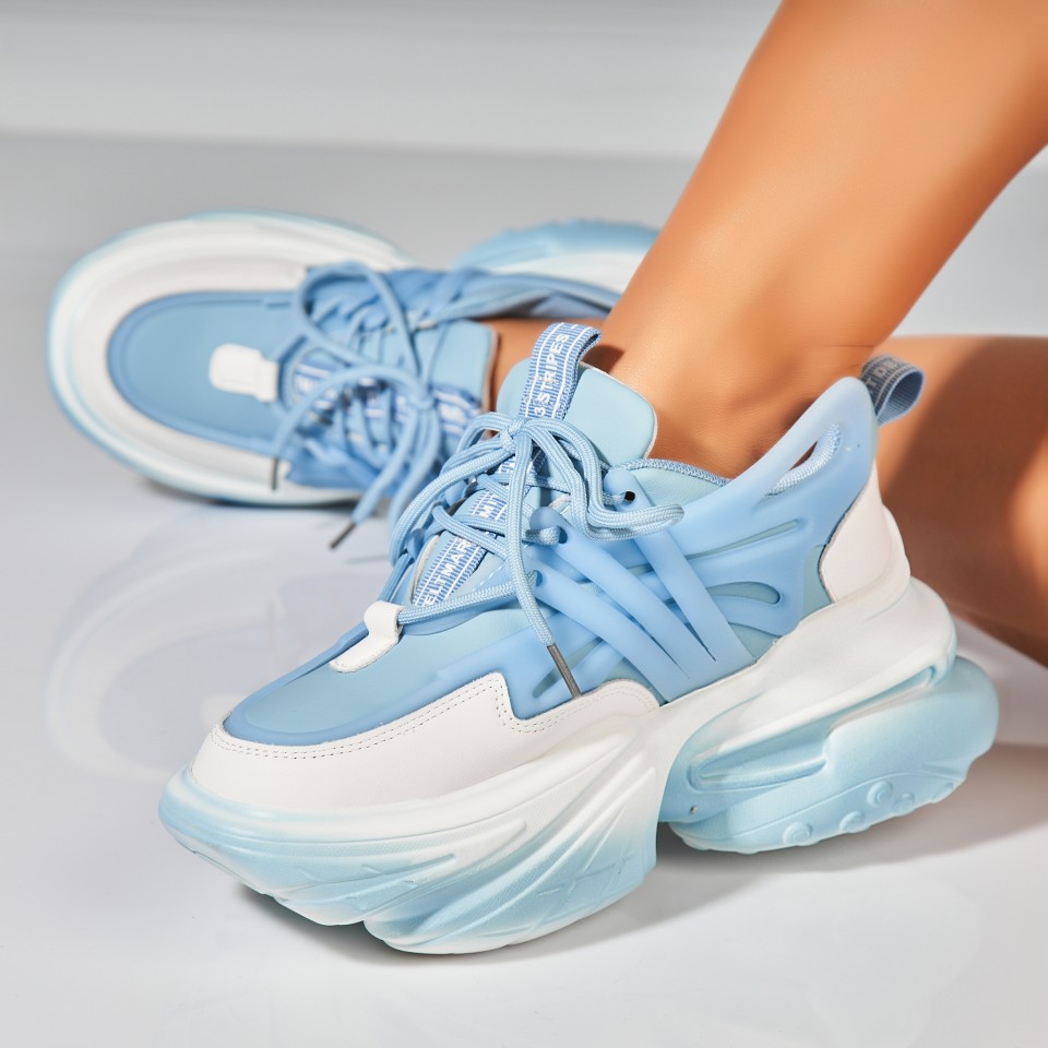 Poze Adidasi Dama Albastri din Piele Ecologica Nasim