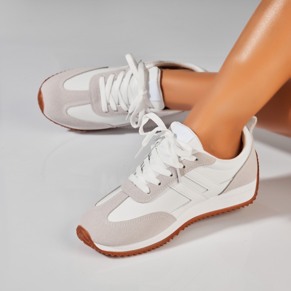 Poze Adidași damă Albi din Piele Ecologica Intoarsa Kiro