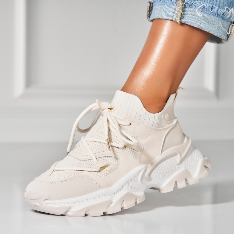 Poze Adidasi Dama Bej din Piele Ecologica Enika