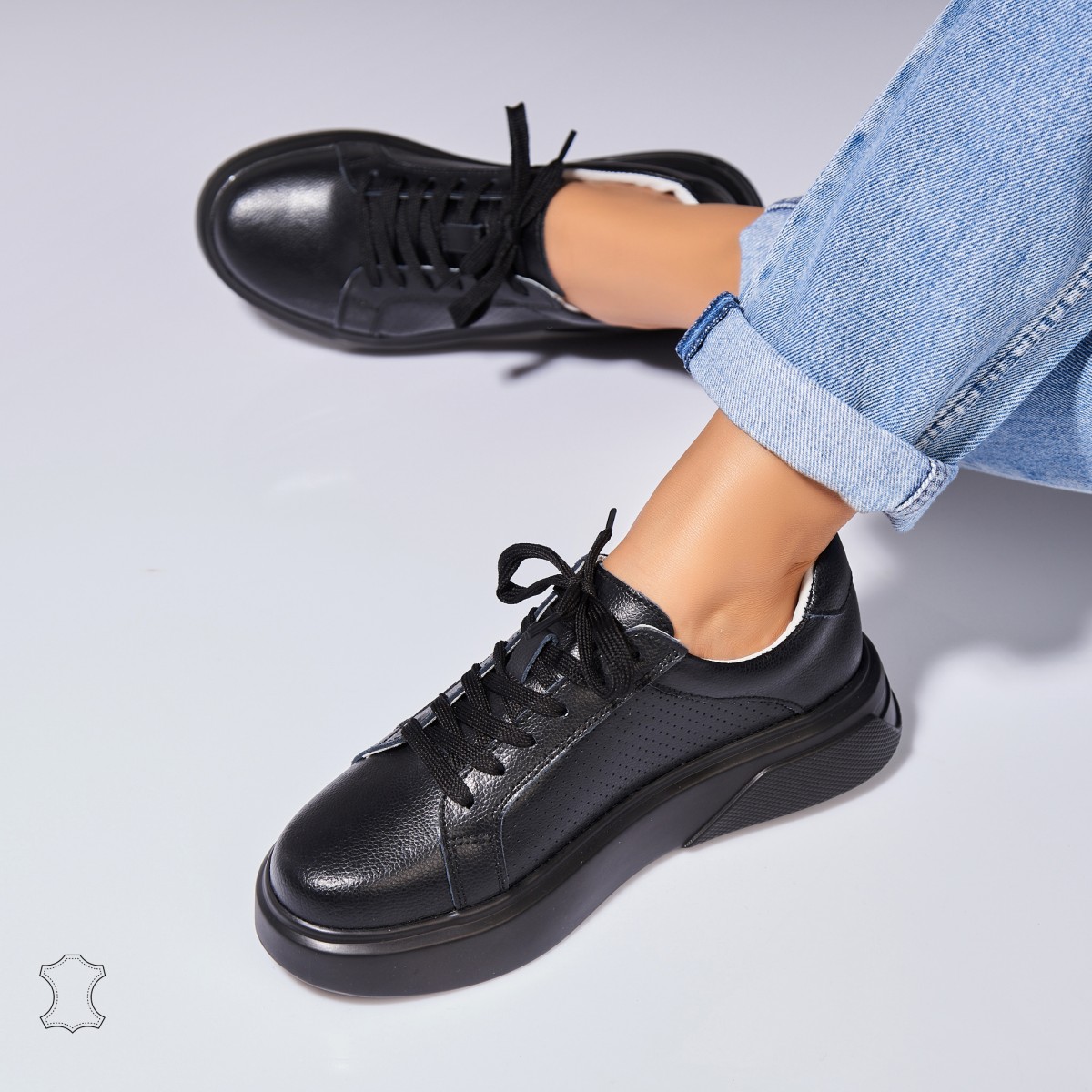 Poze Adidasi Piele Naturala Negri Sivan