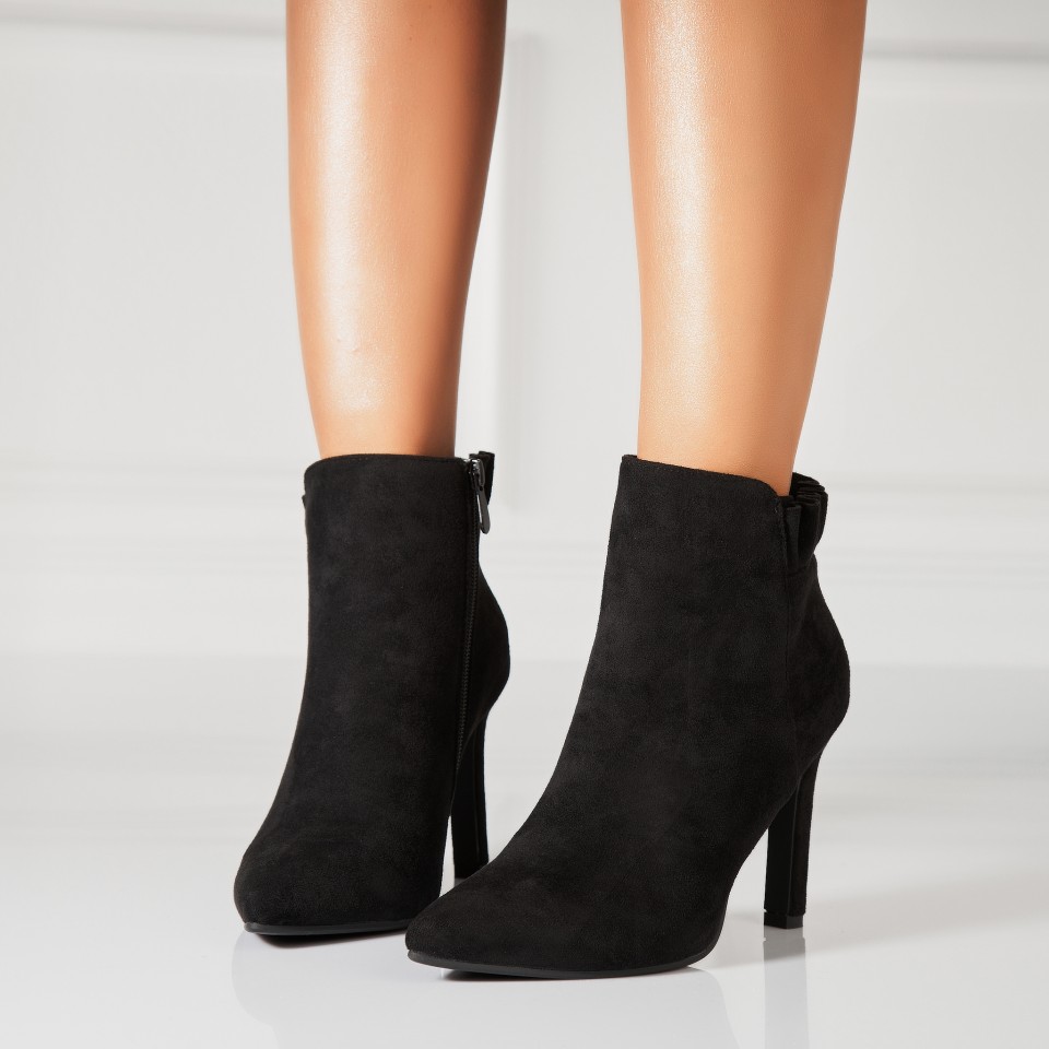 Poze Botine dama Imblanite Negre din Piele Ecologica Intoarsa Natania2