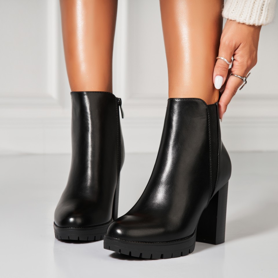 Poze Botine dama Imblanite Negre din Piele Ecologica Mariya