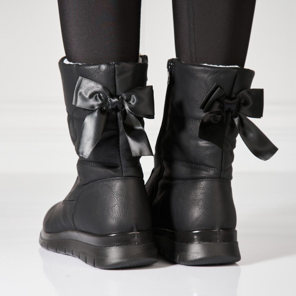 Poze Cizme Dama Imblanite Negre din Piele Ecologica Yara