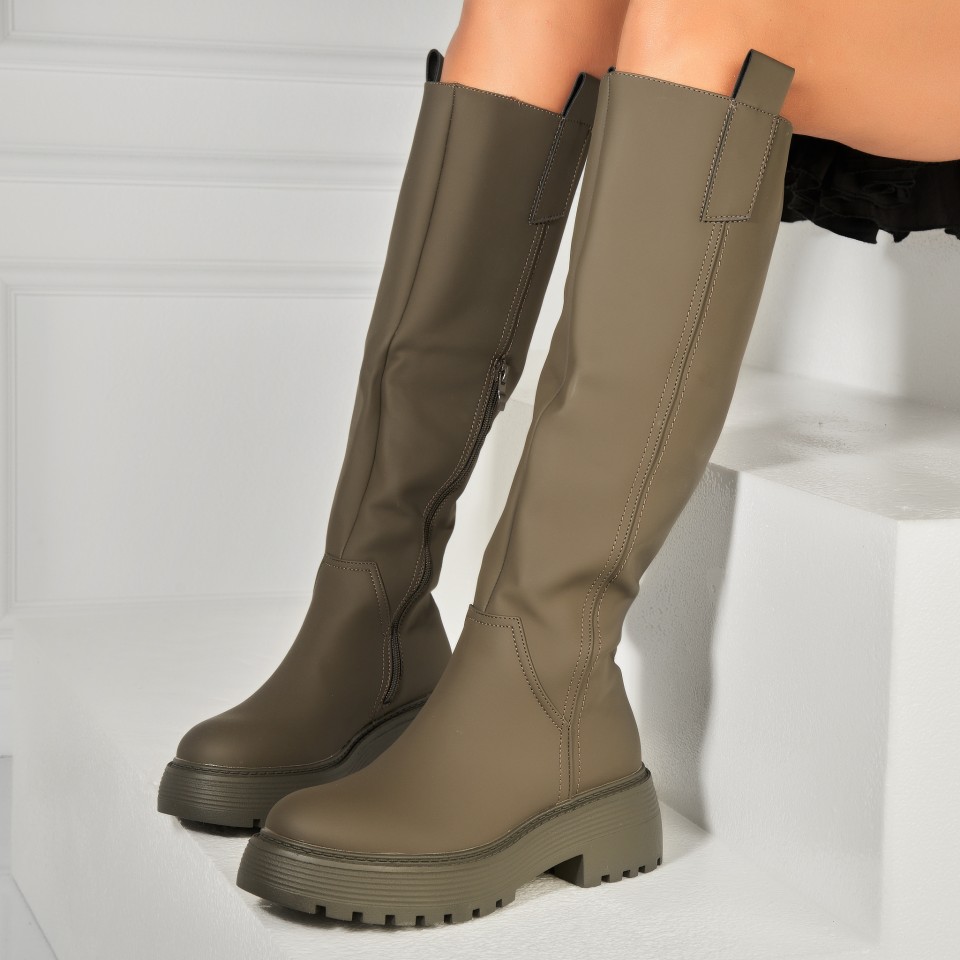 Poze Cizme Dama Imblanite Verzi din Cauciuc Taryn