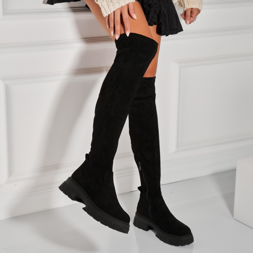 Poze Cizme Iarna Negre din Piele Ecologica Intoarsa Hayvn