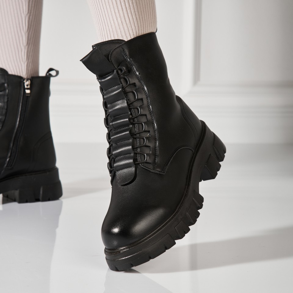 Poze Ghete Dama Imblanite Negre din Piele Ecologica Anvika