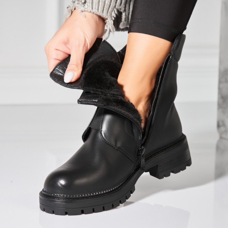 Poze Ghete Dama Imblanite Negre din Piele Ecologica Blair