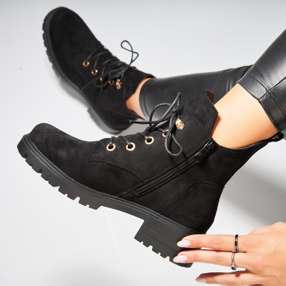 Poze Ghete Dama Imblanite Negre din Piele Ecologica Intoarsa Marilla2