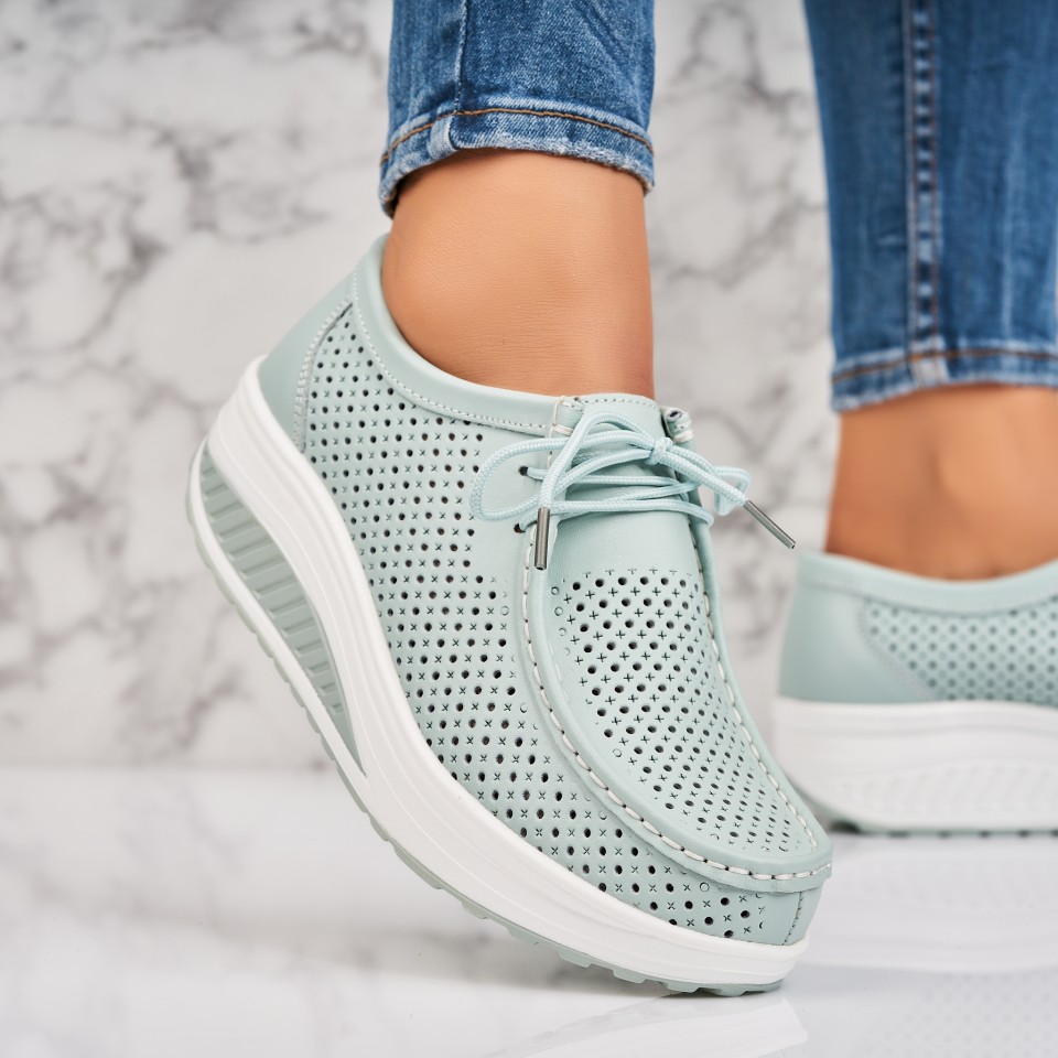 Poze Mocasini dama Piele Naturala Albastri Irie