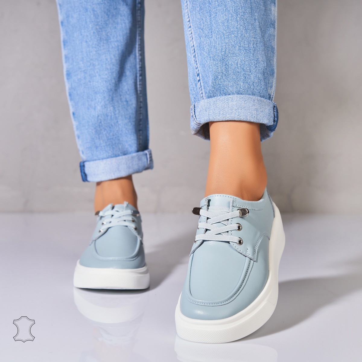 Poze Mocasini dama Piele Naturala Albastri Kensei