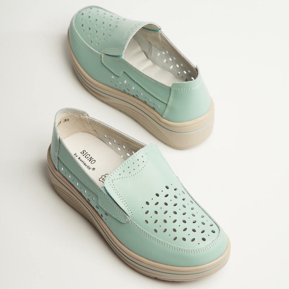 Poze Mocasini dama Piele Naturala Albastri Nazari