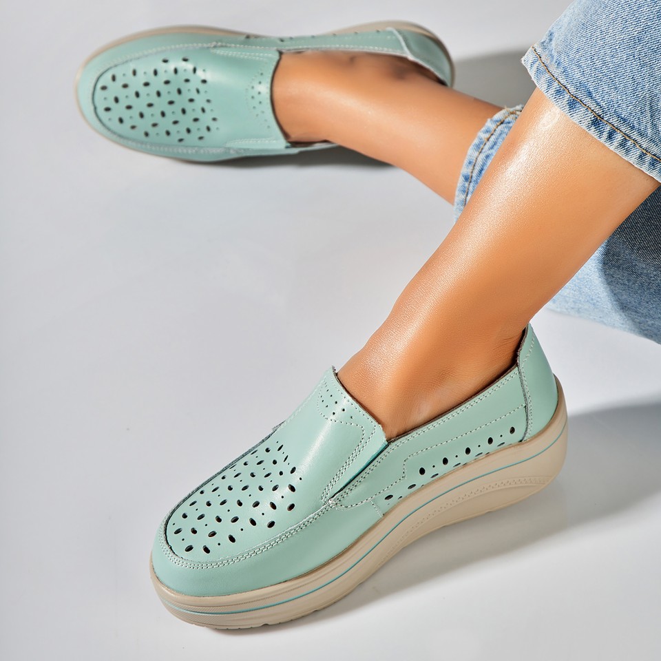 Poze Mocasini dama Piele Naturala Albastri Nazari