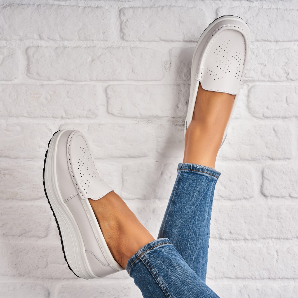 Poze Mocasini dama Piele Naturala Albi Beatriz