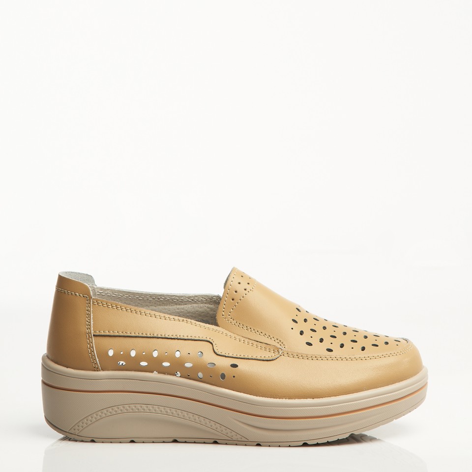 Poze Mocasini dama Piele Naturala Bej Nazari