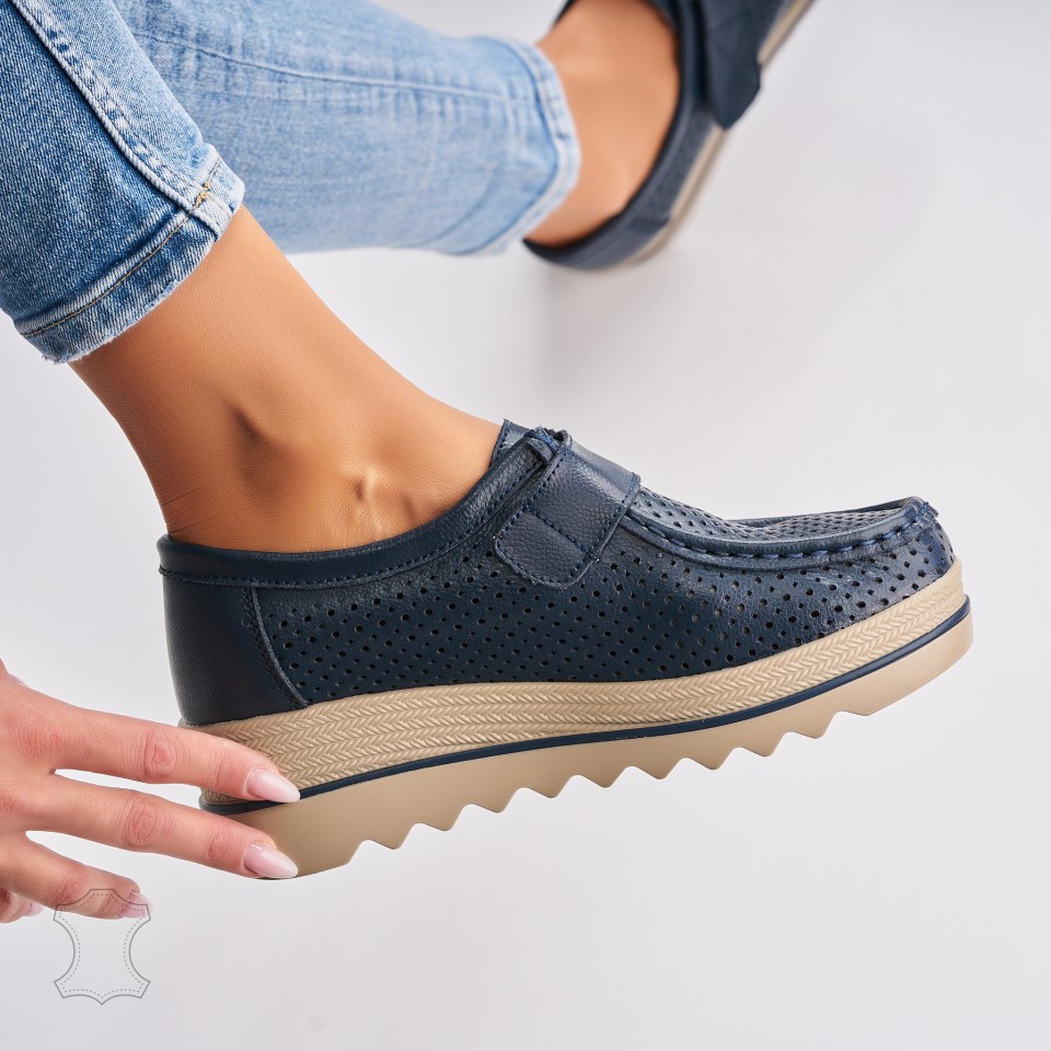 Poze Mocasini dama Piele Naturala Bleumarin Kya
