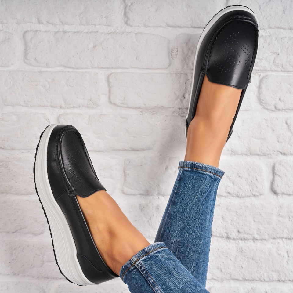 Poze Mocasini dama Piele Naturala Negri Beatriz