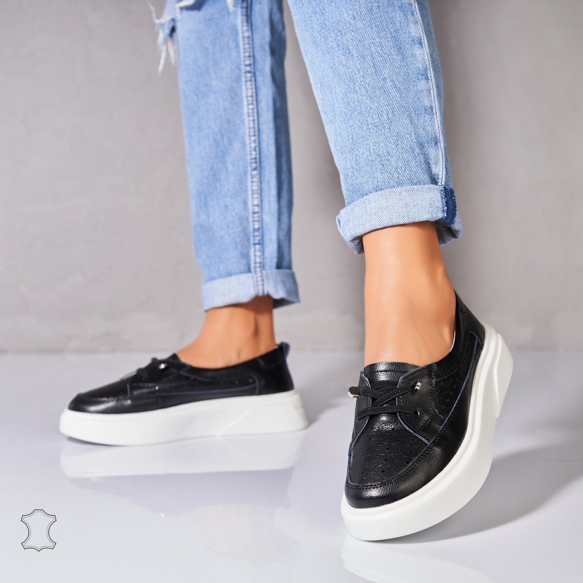 Poze Mocasini dama Piele Naturala Negri Imre