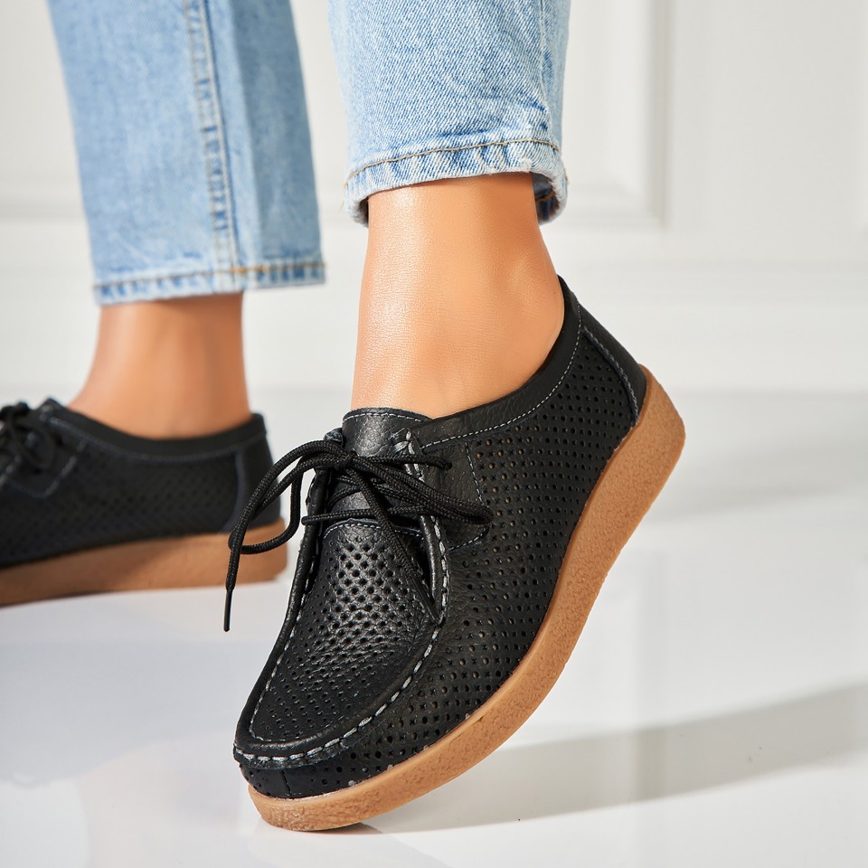 Poze Mocasini dama Piele Naturala Negri Jyana