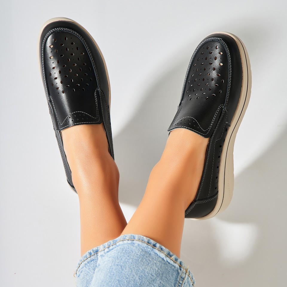 Poze Mocasini dama Piele Naturala Negri Nazari