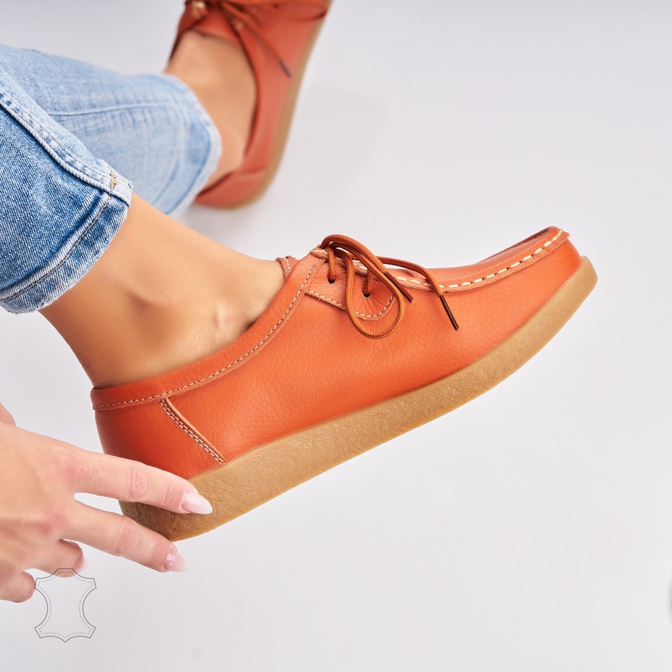 Poze Mocasini dama Piele Naturala Portocalii Harla