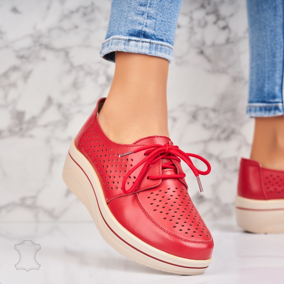 Poze Mocasini dama Piele Naturala Rosii Fatara