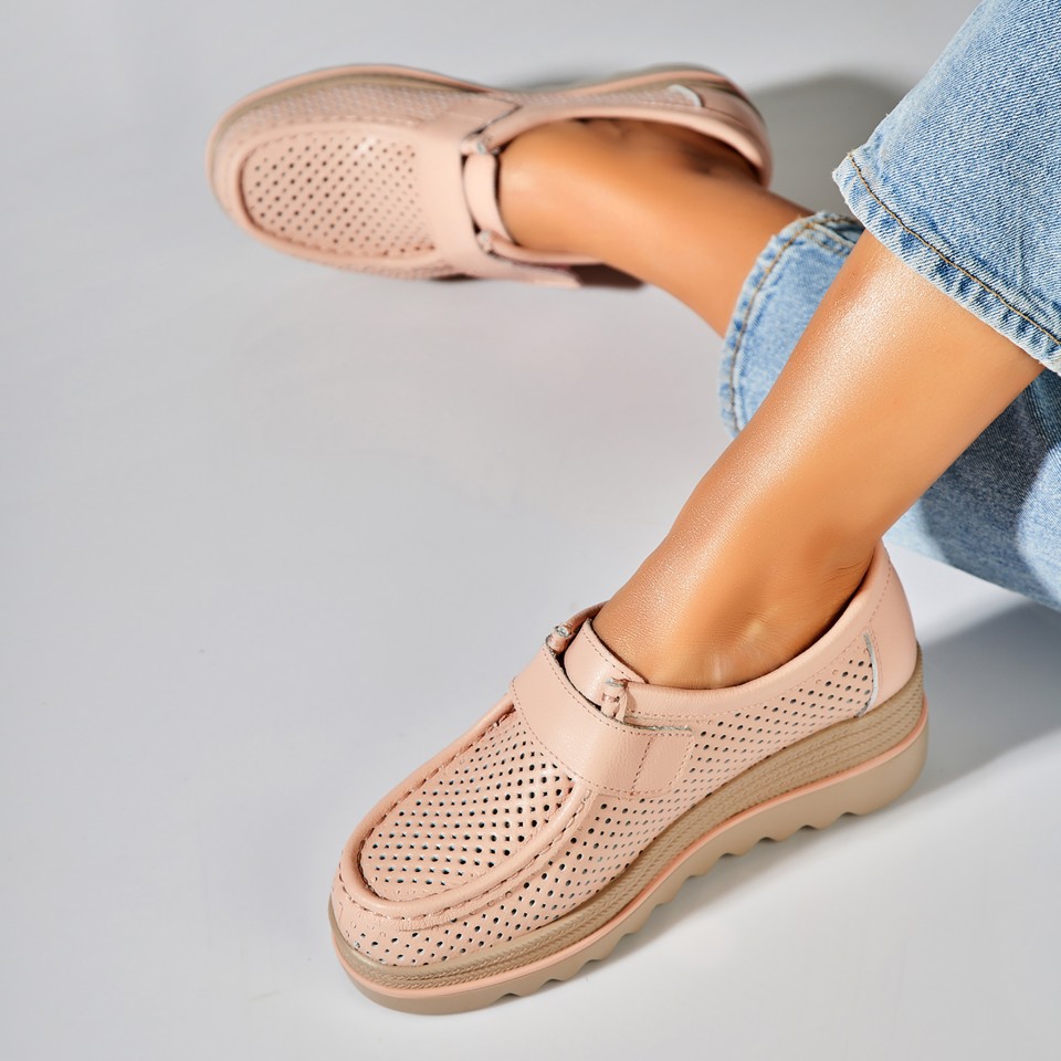 Poze Mocasini dama Piele Naturala Roz Kya